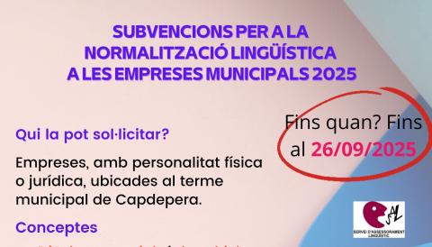 SUBVENCIONS PER A LA NORMALITZACIÓ LINGÜÍSTICA A LES EMPRESES MUNICIPALS 2025.
