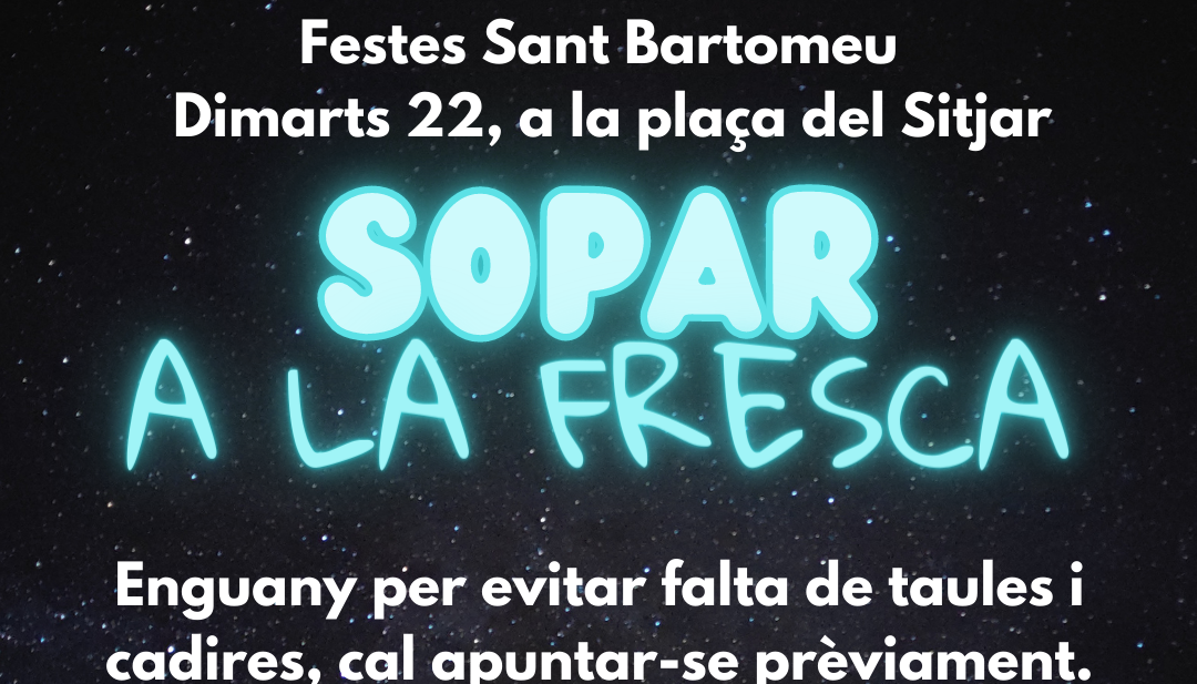 INFORMACIÓ Sopar a la fresca 2023