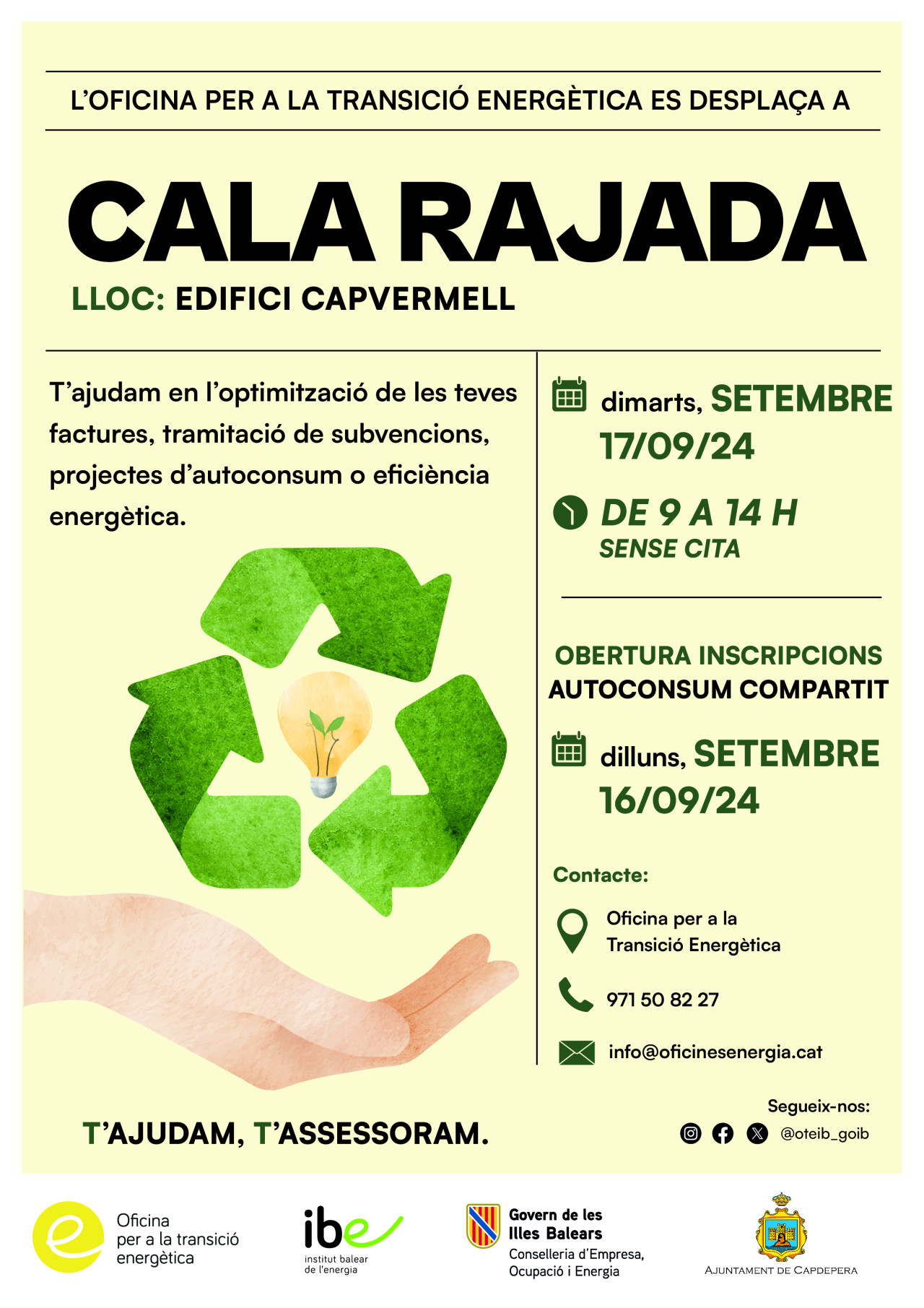 L'INSTITUT BALEAR DE L'ENERGIA DURÀ L'AUTOCONSUM COMPARTIT A CALA RAJADA.