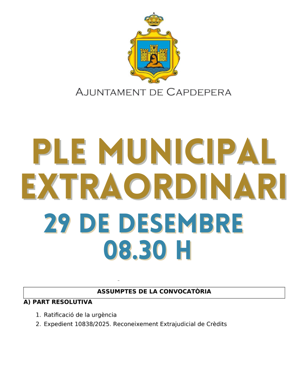 Convocatòria ple extraordinari