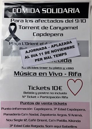 Ajornada la paella solidària pels afectats de la torrentada