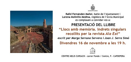 Presentació del llibre "Llocs amb memòria. Indrets singulars recollits per la revista Ala Est"