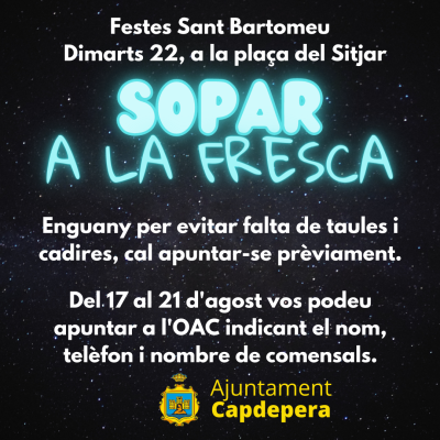 INFORMACIÓ Sopar a la fresca 2023