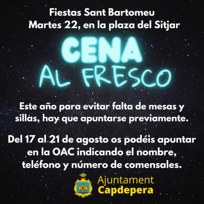 INFORMACIÓN Cena al fresco 2023