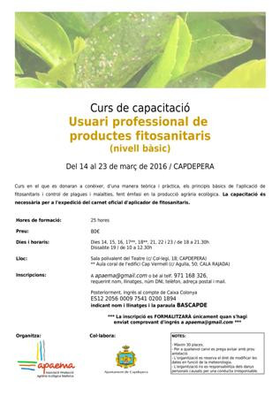 Curs de manipulador de productes fitosanitaris bàsic
