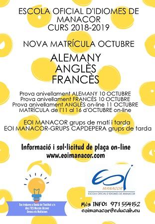 Vacants de l'EOI de Manacor i grup de Capdepera
