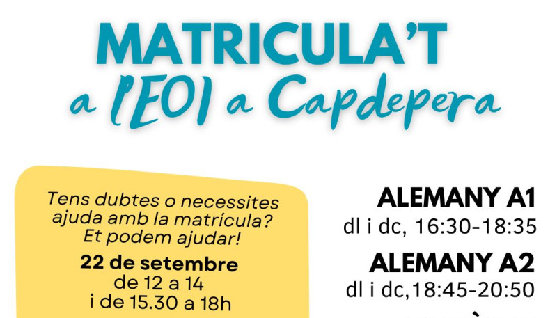 Matricula't a l'EOI a Capdepera
